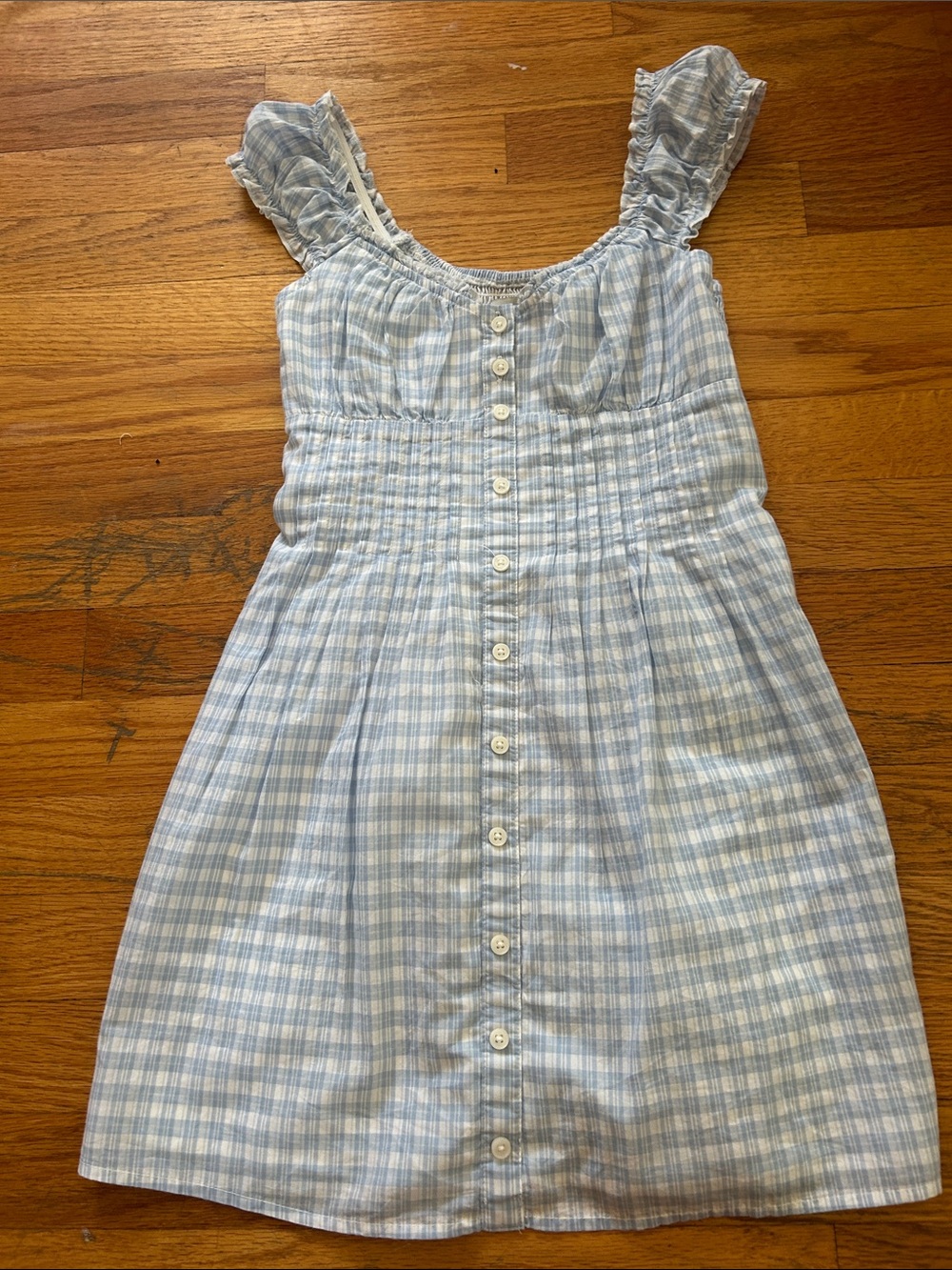 Hollister Light Blue and White Gingham Mini Dress